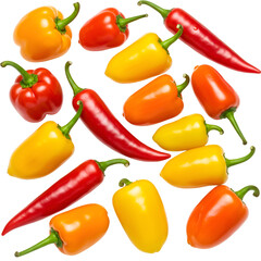 Assortment of Peppers on Transparent Background