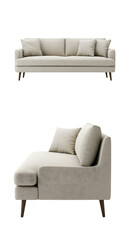 Beige Sectional Sofa and Couch Isolated 3D Render