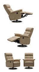 Beige Upholstered Recliner Chair in Multiple Reclining Positions for Home Decor