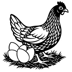 Fototapeta premium hen with eggs