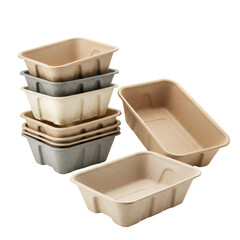 Biodegradable Take Away Trays Isolated on White Background