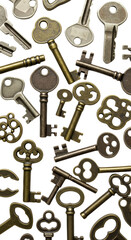 Obraz premium Assortment of Antique Keys on Black Background