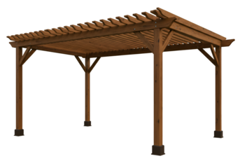 3D Wooden Pergola Illustration on Transparent Background