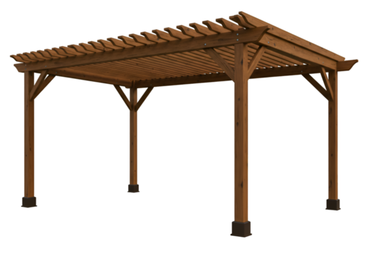3D Wooden Pergola Illustration on Transparent Background
