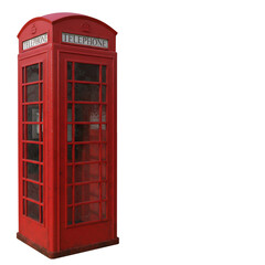 Obraz premium 3D Render Red Telephone Booth in Rain on Transparent Background