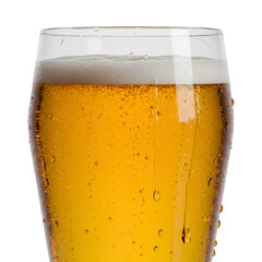 Closeup of Cold Beer Glass with Foam
