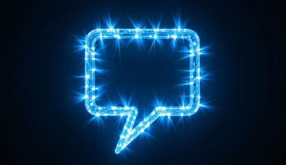 Illuminated Speech Bubble with Sparkling Blue Lights