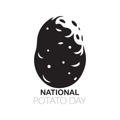 National Potato Day Silhouette Vector Illustration, Solid White Background.