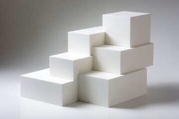 Abstract Geometric Staircase Design With White Cubes