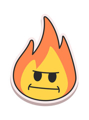 Furious fire flames doodle sticker