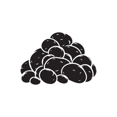 National Potato Day Silhouette Vector Illustration, Solid White Background.