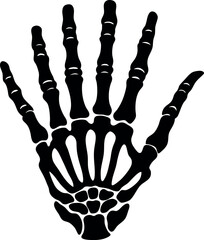 Black Skeleton Hand Graphic Illustration Showing Bones and Joints