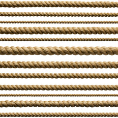 Background Illustration of Parallel Brown Ropes on Transparent Background