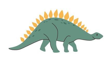 Extinct animal, isolated Wuerhosaurus dinosaur. Vector cute dino icon isolated. Funny flat reptile character. Cute prehistoric lizard, wild prehistoric fauna and raptor, wildlife from China