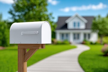 White Mailbox with House in Background