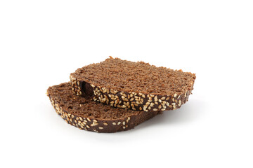 Slices of rye bread isolated on white