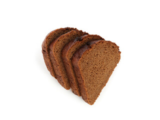 Slices of rye bread isolated on white, top view