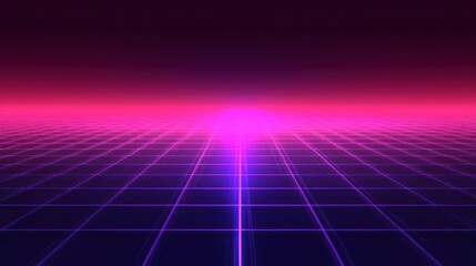 Retro futuristic grid landscape