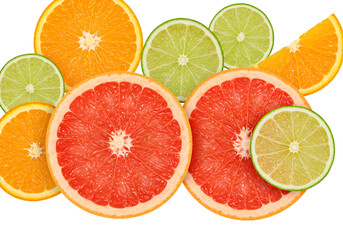 Citrus Fruit Slices on Transparent Background