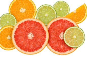 Citrus Fruit Slices on Transparent Background