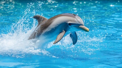 Clear view of dolphin splash frozen mid leap high resolution picture