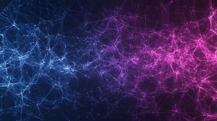 Abstract Network Connecting Lines Forming a Complex System with Colorful Gradient