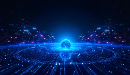 Futuristic Digital Sphere with Radiating Light Patterns
