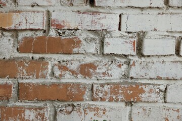 Texture of old brick wall as background, closeup