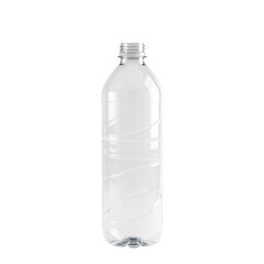 Empty Transparent Plastic Bottle Isolated on White Background