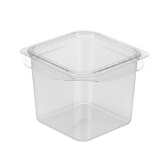 Empty Square Transparent Plastic Container With Lid Isolated 3D Rendering