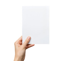 Hand Holding Blank White Paper On Transparent Background