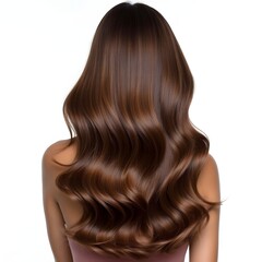 Fototapeta premium photo of long wavy brunette woman hair, isolated on a pure white background