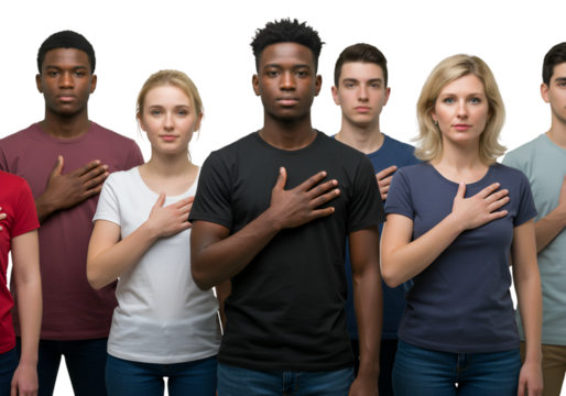 Group Of Diverse People With Hand On Heart