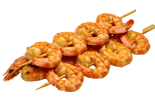 Grilled Shrimp Skewer on a Transparent Background