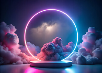 3d Render abstract cloud illuminated with neon Photo Manipulation