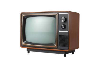 Vintage television, retro tv monitor frame, analog screen, old school design isolated on transparent background