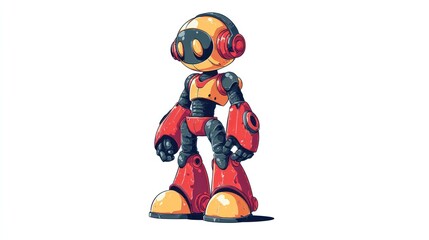 Cute cartoon robot with headphones