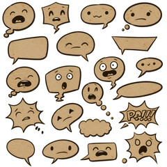 Illustration: Collection of Various Speech Bubbles With Expressions on Transparent Background