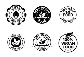 A Collection of Circular Vegan Food Labels and Seals for Products and Marketing Materials