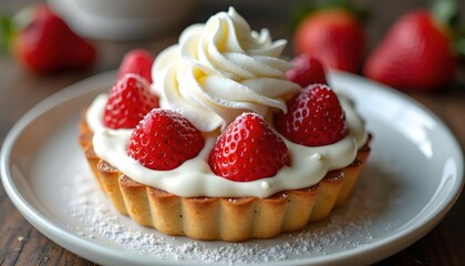 Delicious Tart Cake Topped with Fresh Strawberries