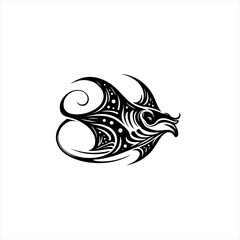 Tribal manta ray tattoo design black and white