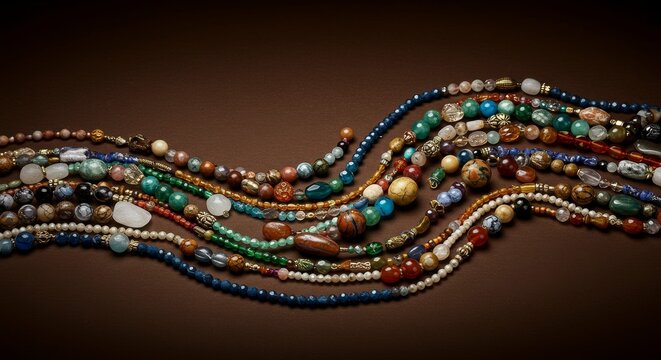 Elegant display of colorful gemstone beads and handcrafted stone jewelry strands