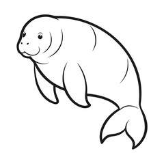 Manatee on white background