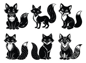 A set of black cat silhouette vector illustrations, perfect for Halloween designs or animal icon collections