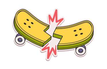 Cracked skateboard retro sticker design © wooster