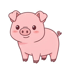 Illustration of a Cute Pig with Transparent Background