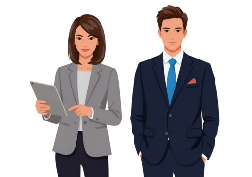 Illustration of Businesswoman and Businessman