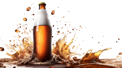 Refreshing Lager Beer Bottle on White Background for Creative Design Projects