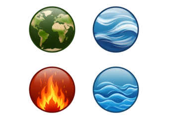 Illustration of Four Elements Earth Water Fire Air