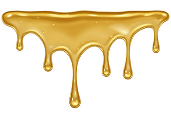Illustration of Dripping Gold Liquid on Transparent Background